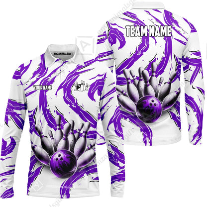 Custom Sport Bowling Team Jersey, Sport Bowling Jersey Multicolor Polo Quarter-Zip Shirts, Bowling Uniforms Jerseys, Custom Name And Team Name