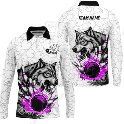 Custom Bowling Team Jersey, Wolf Strike Bowling Jersey Multicolor Polo Quarter-Zip Shirts, Custom Bowling Uniforms Jerseys