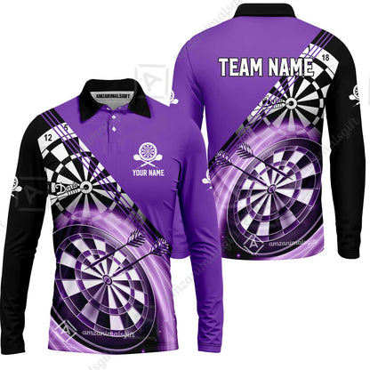 Custom Tailored Darts Team Jersey Polo Quarter-Zip Shirts, Customized Name Team Name Darts Team Jerseys Uniform