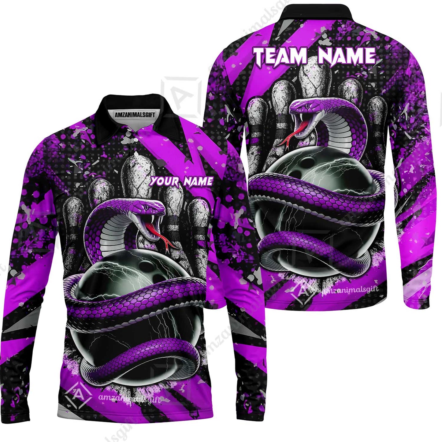 Custom Bowling Team Shirt, Bowling with King Cobra Multicolor, Bowling uniforms, King Cobra Bowling Shirt Personalized Name And Team Name
