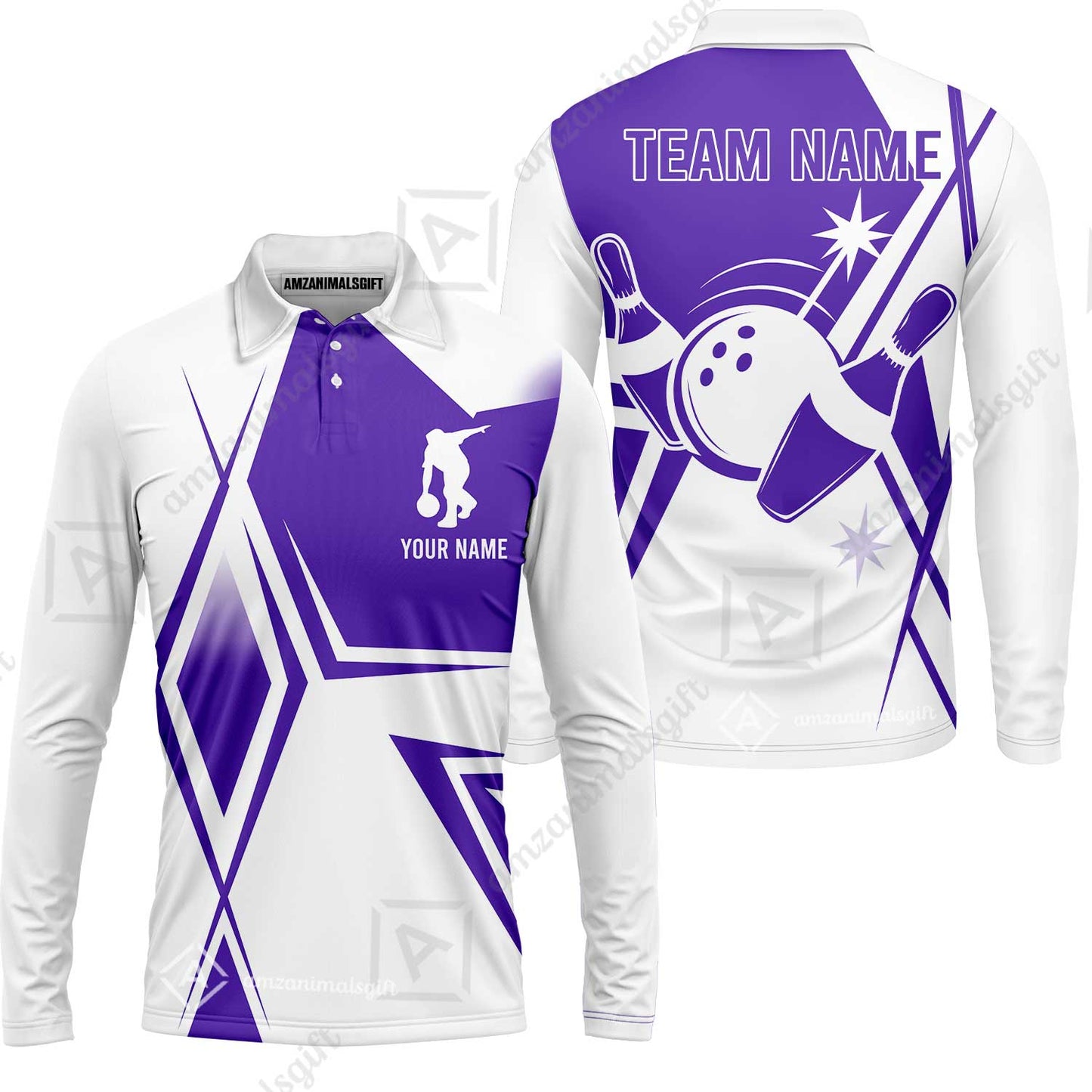 Custom Bowling Team Jersey,  Custom Name And Team Name Bowling Jersey Multicolor Polo Quarter-Zip Shirts, Custom Bowling Uniforms Jerseys