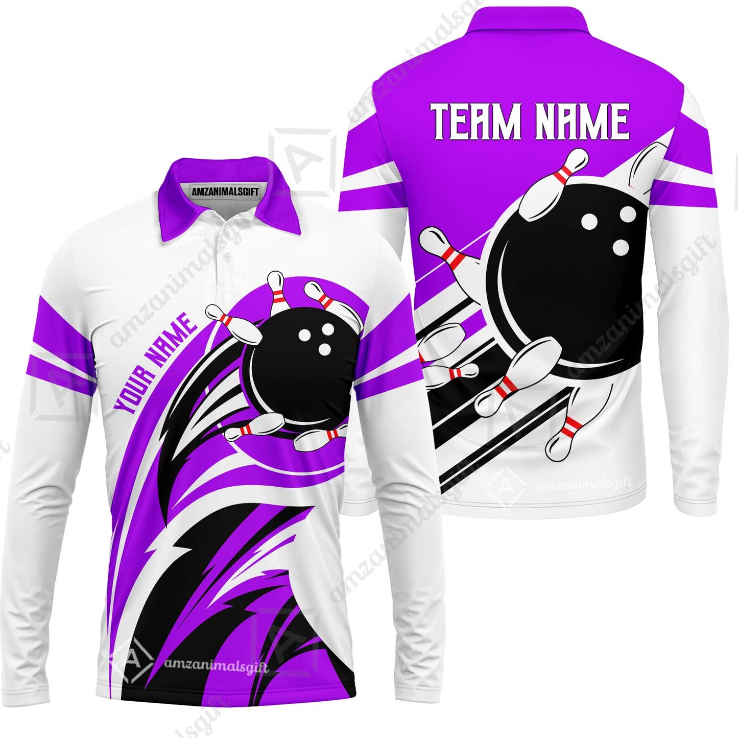 Custom Bowling Team Jersey, Bowling Player Jersey Multicolor Polo Quarter-Zip Shirts, Custom Bowling Uniforms Jerseys
