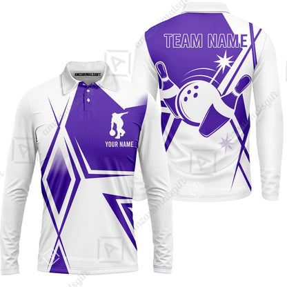 Custom Bowling Team Jersey, Bowling Player Jersey Multicolor Polo Quarter-Zip Shirts, Custom Bowling Uniforms Jerseys, Custom Name And Team Name