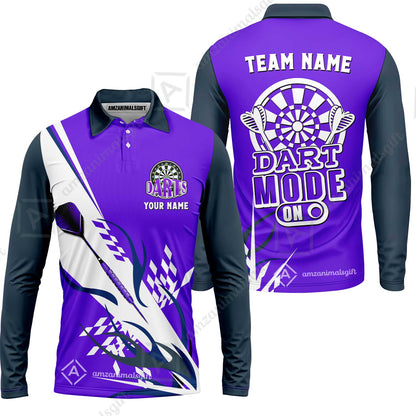 Custom Darts Mode On Multi-Color Team Jersey Polo Quarter-Zip Shirts, Customized Name Team Name Darts Team Jerseys Uniform
