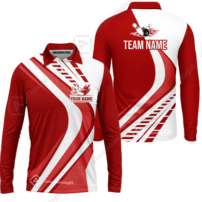 Customize Your Name, Team Name Bowling Jersey, Bowling Team Jersey Multicolor Polo Quarter-Zip Shirts, Custom Bowling Uniforms Jerseys