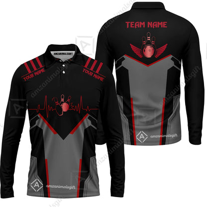 Personalized Polo Bowling Shirt Heartbeat And Esports Pattern Team Jersey Shirt For Men Women Bowlers