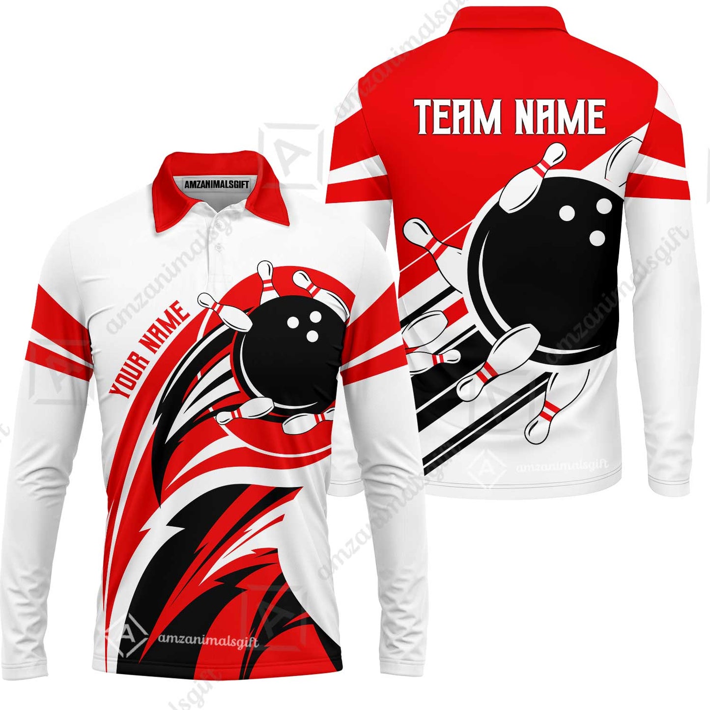 Custom Bowling Team Jersey, Bowling Player Jersey Multicolor Polo Quarter-Zip Shirts, Custom Bowling Uniforms Jerseys
