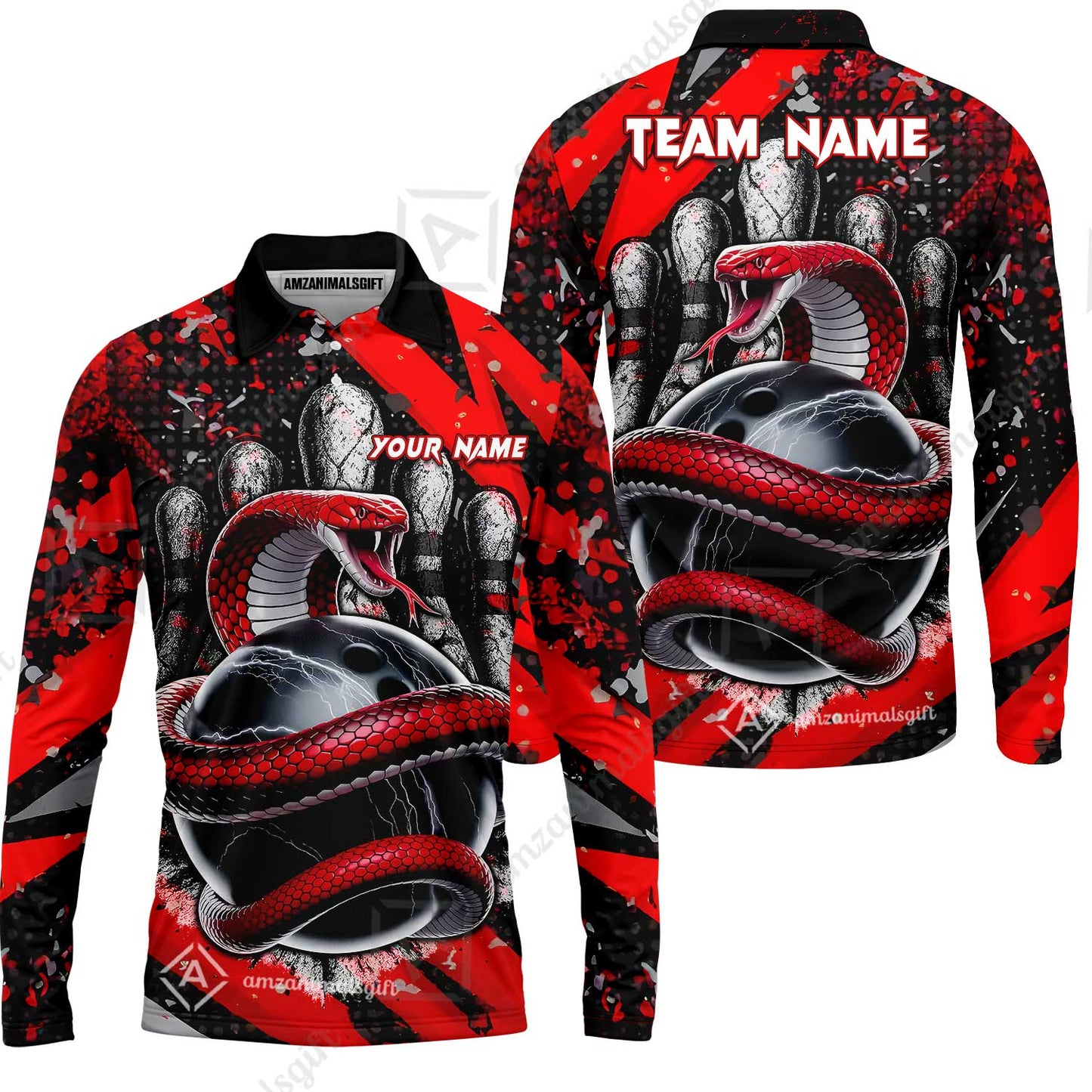 Custom Bowling Team Shirt, Bowling with King Cobra Multicolor, Bowling uniforms, King Cobra Bowling Shirt Personalized Name And Team Name