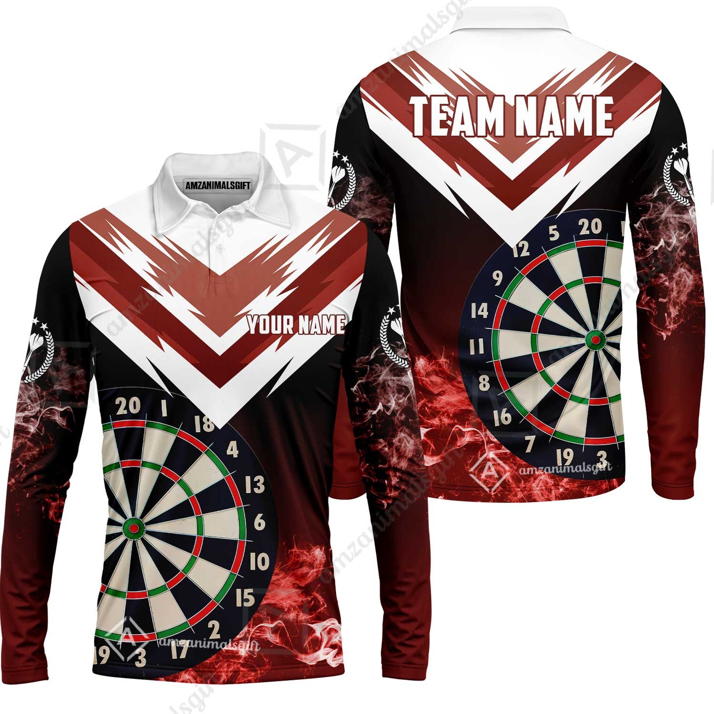 Custom Smoke Multi-Color Darts Quarter-Zip Team Shirts, Customized Name Team Name Darts Team Jerseys Uniform