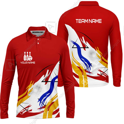Customize Name, Team Name Bowling Jersey, Bowling Team Jersey Multicolor Polo Quarter-Zip Shirts, Custom Bowling Uniforms Jerseys
