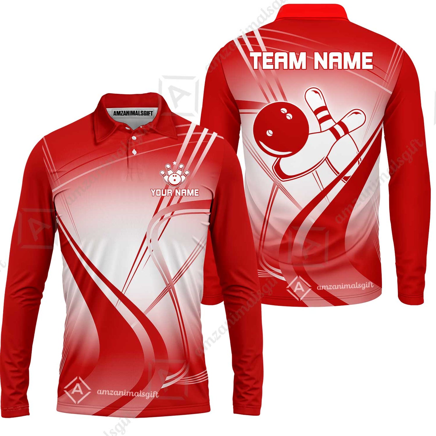 Customized Bowling Long Sleeve Polo Shirt, Custom Bowling Long Sleeve Polo Uniform, Multicolor Team Style Jersey for Bowlers