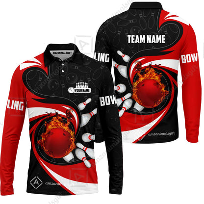 Customized Bowling Jersey Shirt, Bowling Ball And Pins Vortex Pattern Multicolor Customized Name And Team Name For Bowling Team