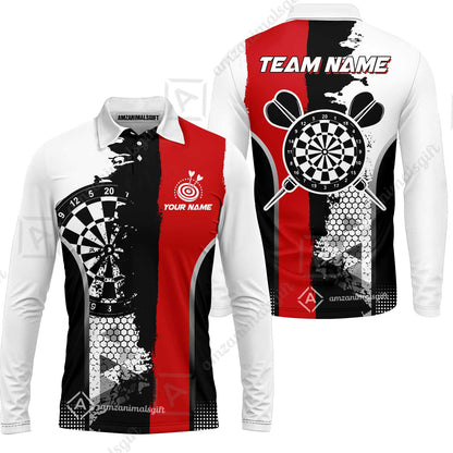 Custom Grunge Style Darts Team Jersey Polo Quarter-Zip Shirts, Custom Darts Team Jerseys Uniform, Personalized Name And Team Name