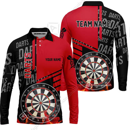 Custom Turquoise Fire Darts Unisex Polo, Custom Darts League Team Jersey Polo , Custom Darts Team Jerseys Uniform
