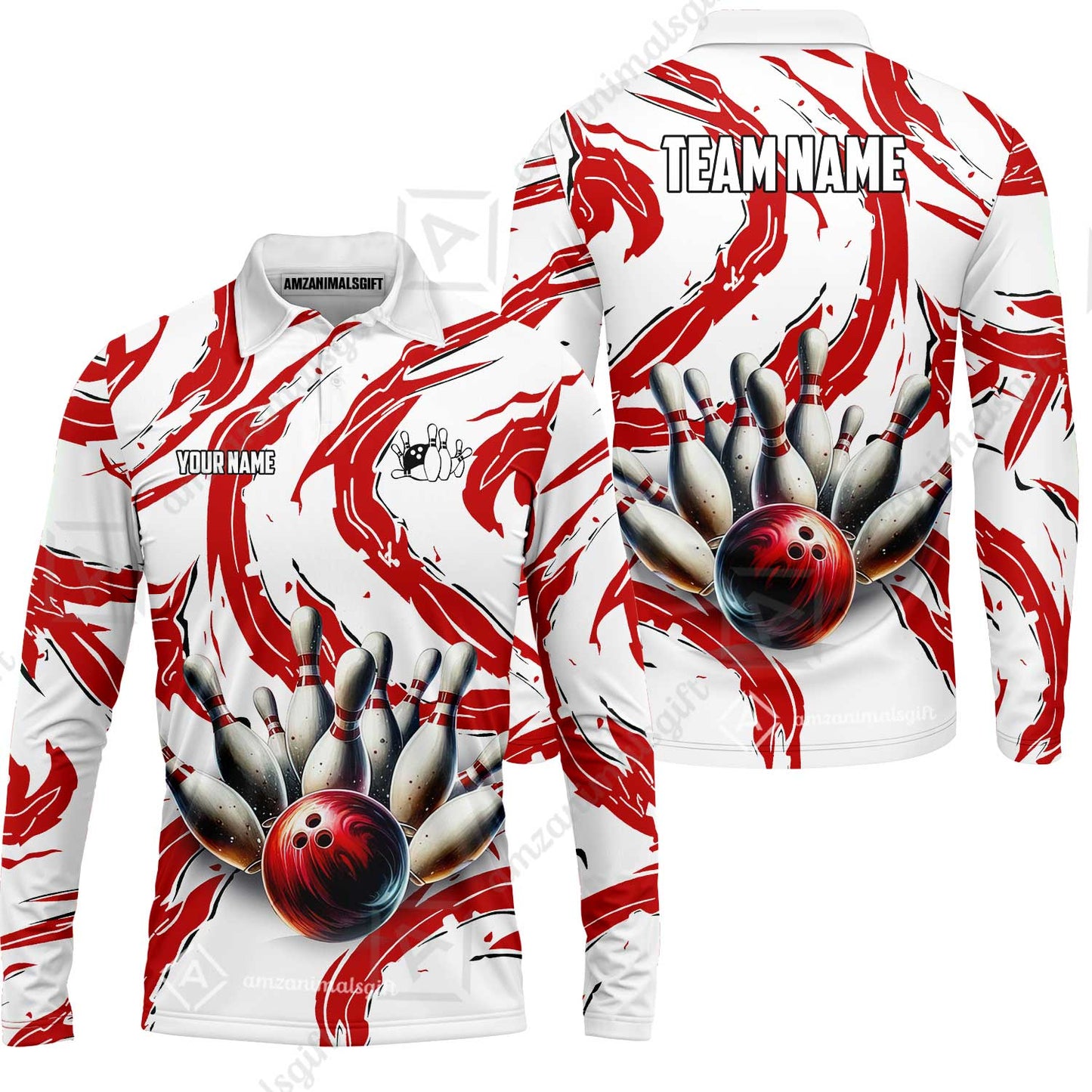 Custom Sport Bowling Team Jersey, Sport Bowling Jersey Multicolor Polo Quarter-Zip Shirts, Bowling Uniforms Jerseys, Custom Name And Team Name