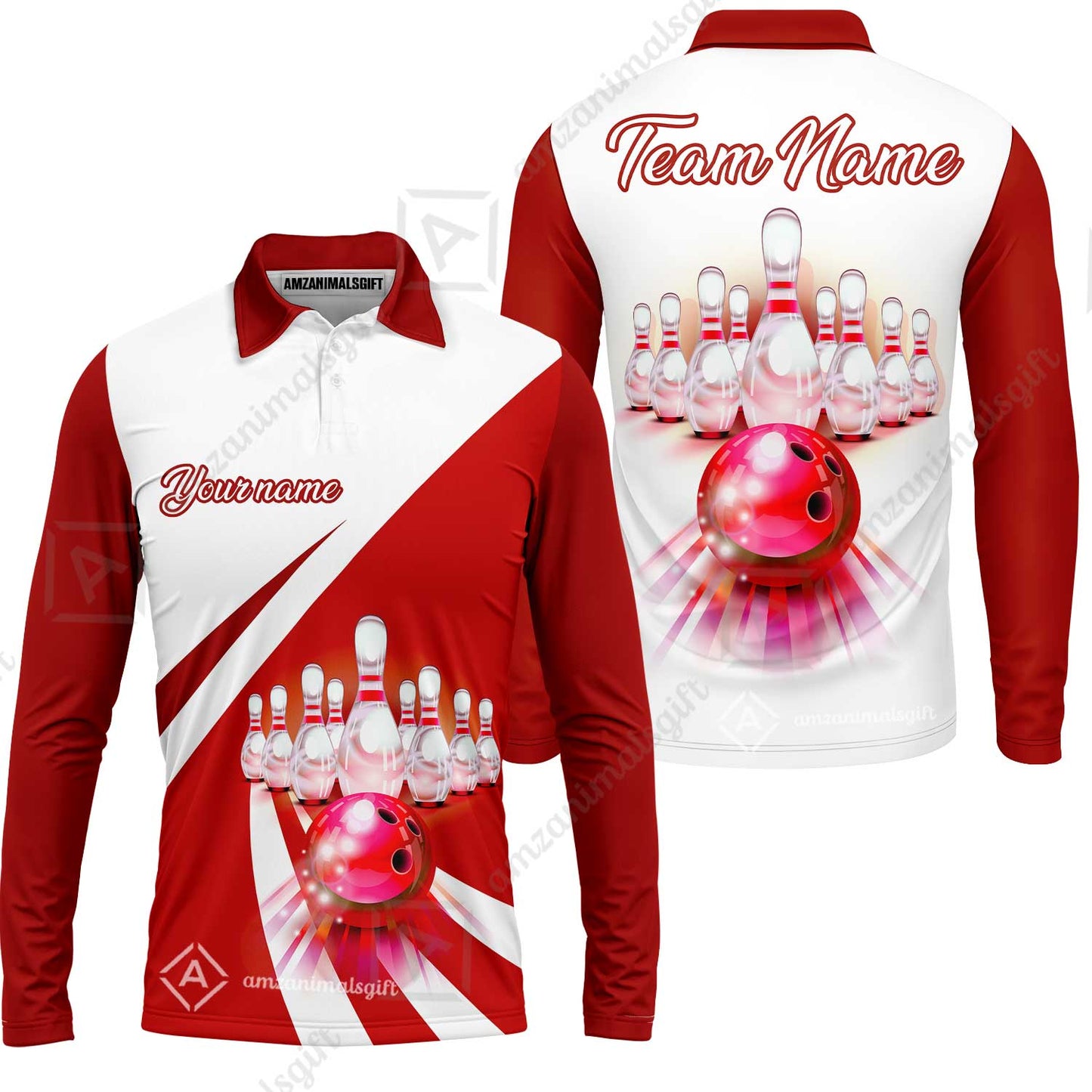Bowling Customized Jersey White Red Shirt Rolling Bowling Tenpin Quarter Zip Shirt, Outfit For Bowlers, Bowling Team