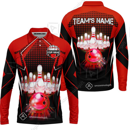 Custom Bowling Team Jerseys Polo Shirts, Bowling uniforms Ball & Pins Multicolor Jersey For Tournament Team Men Women Bowlers
