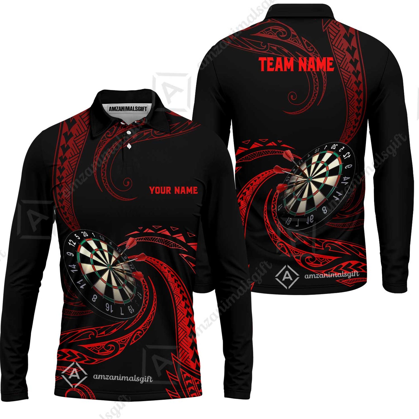 Custom Roll Tribal Darts Team Men Polo Shirts, Darts uniforms Roll Tribal Darts Personalized Name And Team Name