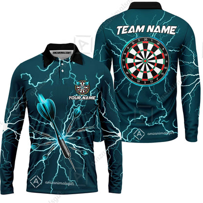 Custom Thunder Lightning Darts Quarter Men Polo Team Shirts,  Custom Darts Team Jerseys Uniform, Personalized Name And Team Name