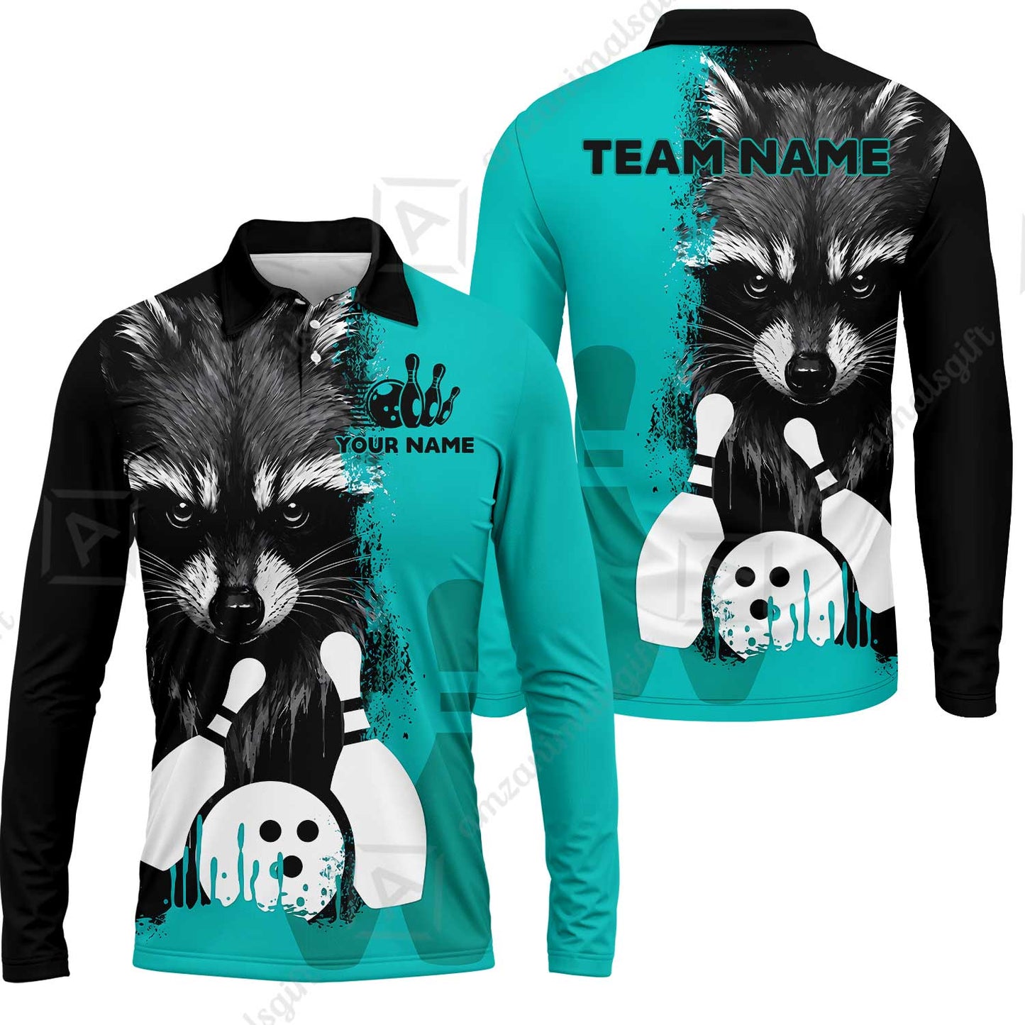 Custom Bowling Jersey Polo Shirt, Raccoon Bowling, Custom Bowling Jersey Team Shirt For Players With Name & Team Name