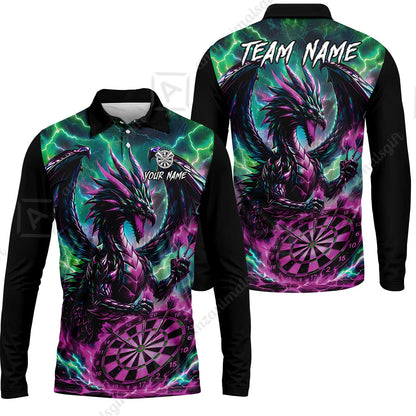 Custom Darts Jersey Polo Shirt, Dragon Fire Darts, Custom Dart Jersey Team Shirt For Players With Name & Team Name