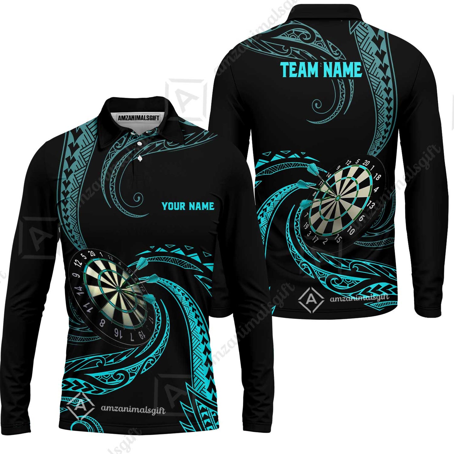 Custom Roll Tribal Darts Team Men Polo Shirts, Darts uniforms Roll Tribal Darts Personalized Name And Team Name