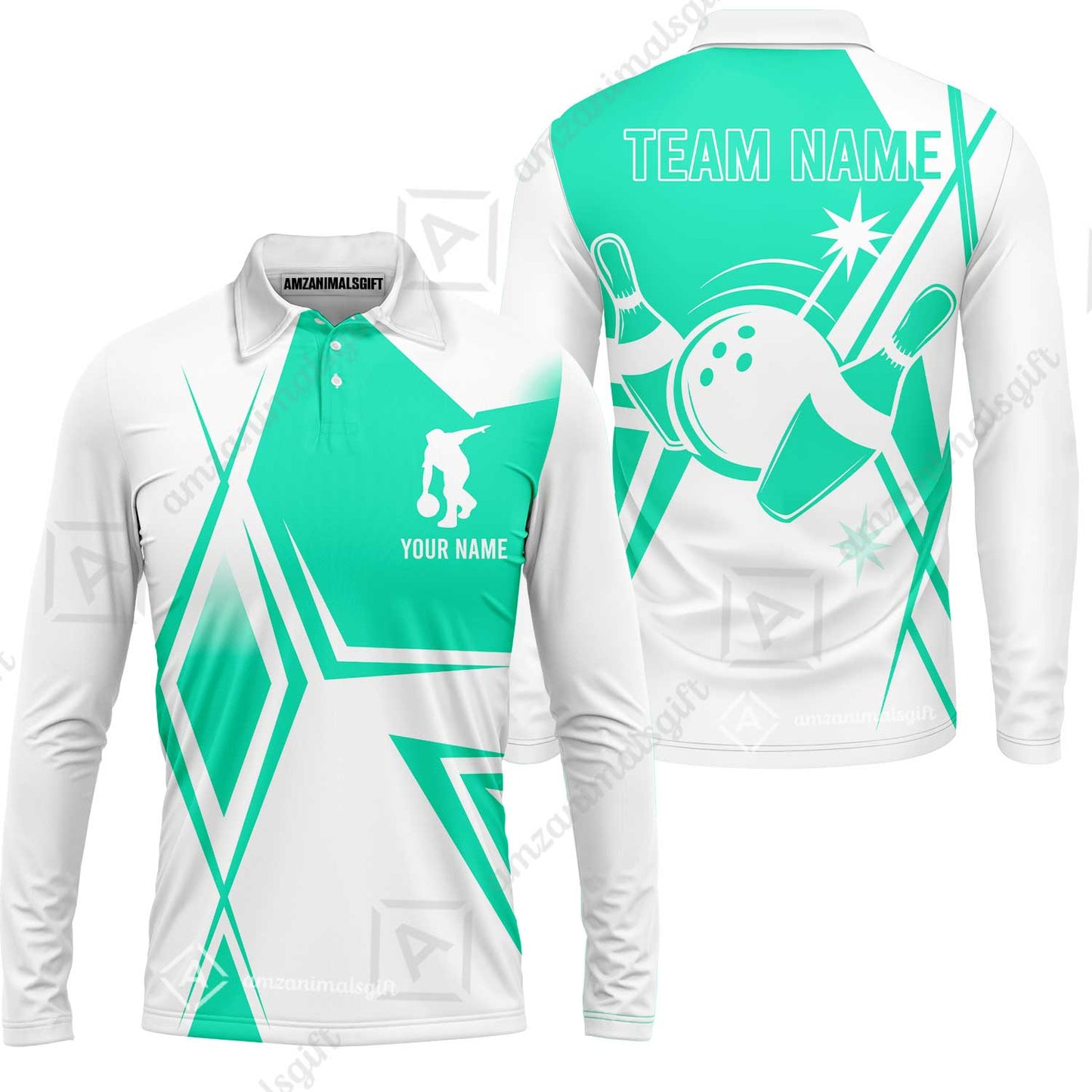 Custom Bowling Team Jersey,  Custom Name And Team Name Bowling Jersey Multicolor Polo Quarter-Zip Shirts, Custom Bowling Uniforms Jerseys