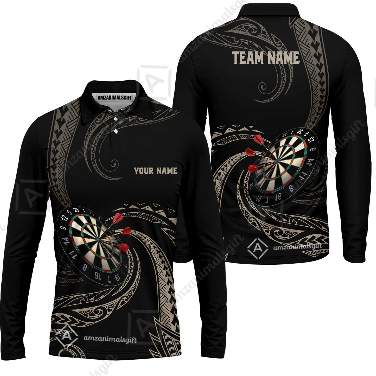 Custom Roll Tribal Darts Team Men Polo Shirts, Darts uniforms Roll Tribal Darts Personalized Name And Team Name