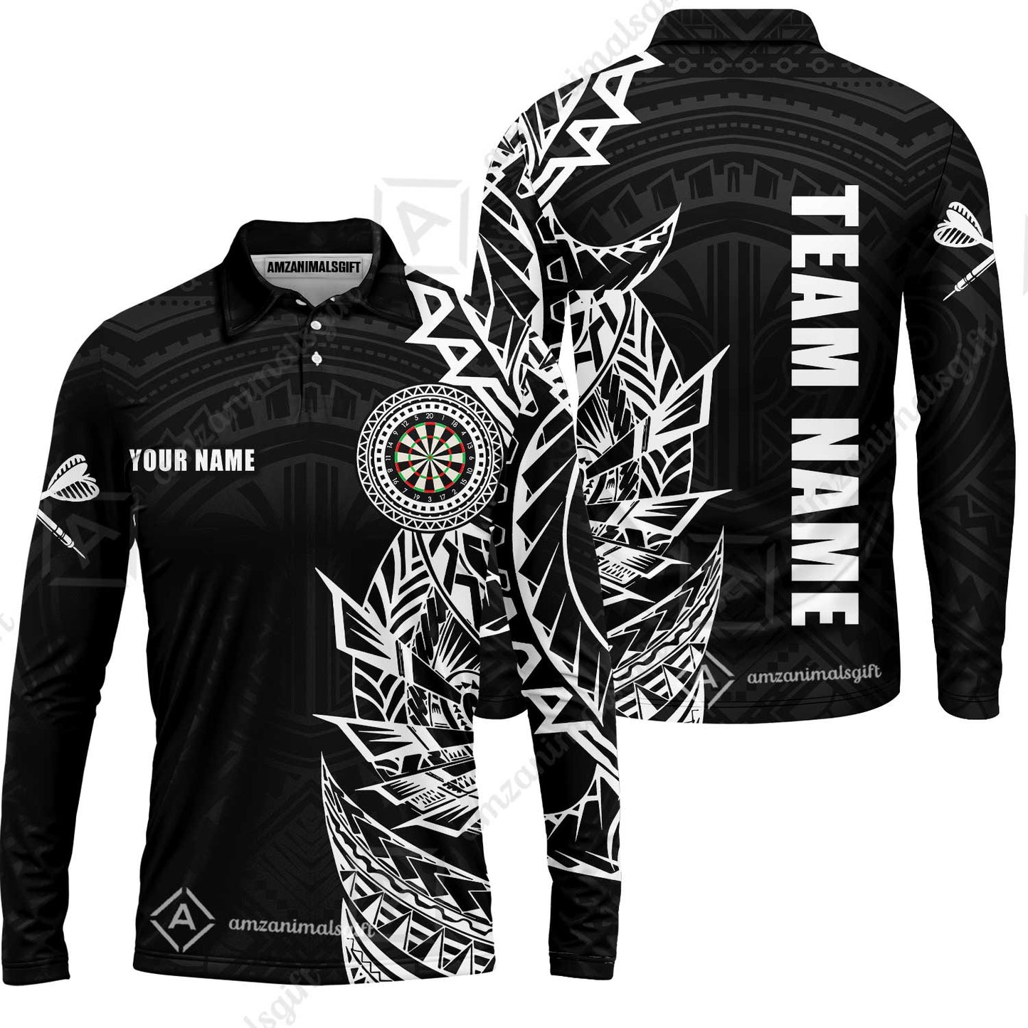 Custom Tribal Darts Team Men Polo Shirts, Darts uniforms Tribal Darts Personalized Name And Team Name