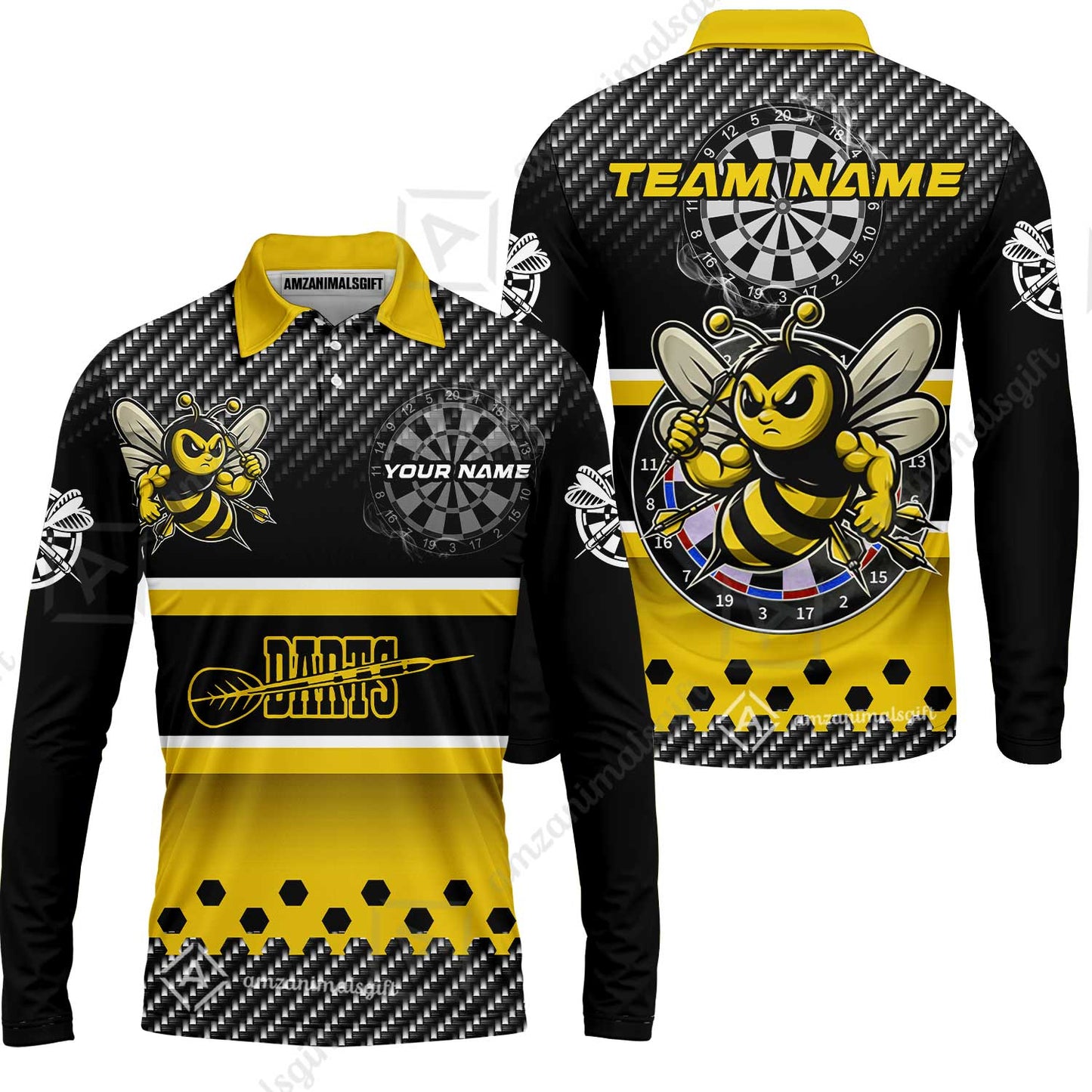 Custom Funny Bee Darts Unisex Polo Team Shirts, Custom Team League Darts Jersey Polo , Custom Darts Team Jerseys Uniform