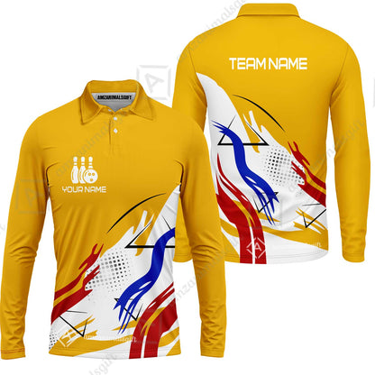 Customize Name, Team Name Bowling Jersey, Bowling Team Jersey Multicolor Polo Quarter-Zip Shirts, Custom Bowling Uniforms Jerseys