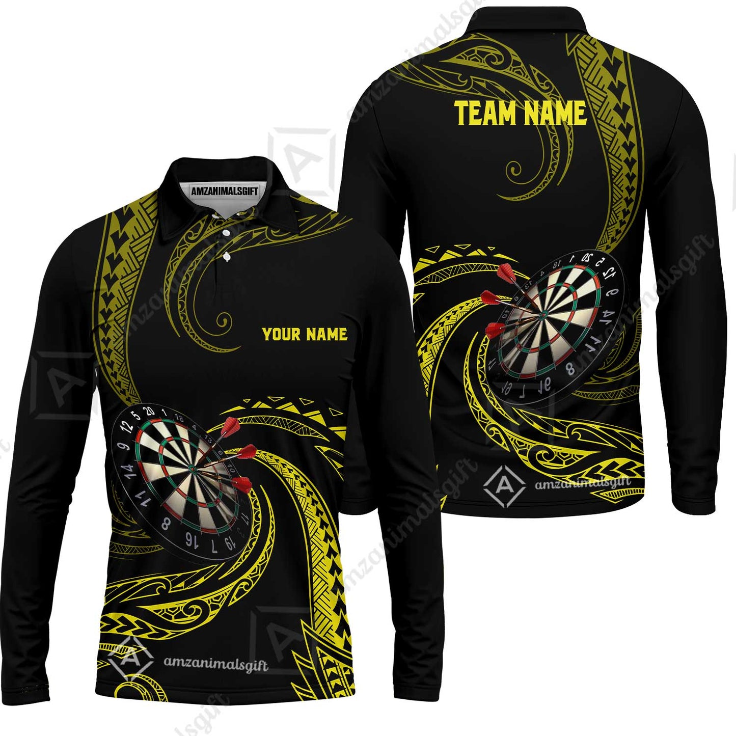 Custom Roll Tribal Darts Team Men Polo Shirts, Darts uniforms Roll Tribal Darts Personalized Name And Team Name