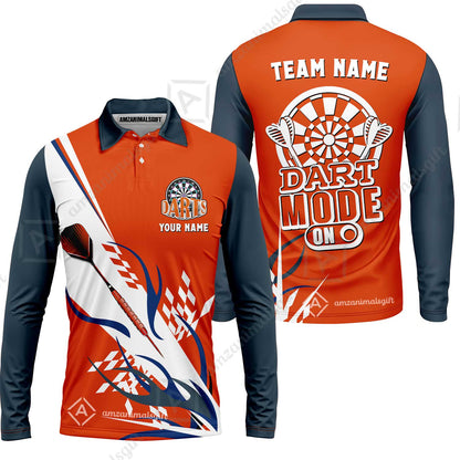 Custom Darts Mode On Multi-Color Team Jersey Polo Quarter-Zip Shirts, Customized Name Team Name Darts Team Jerseys Uniform