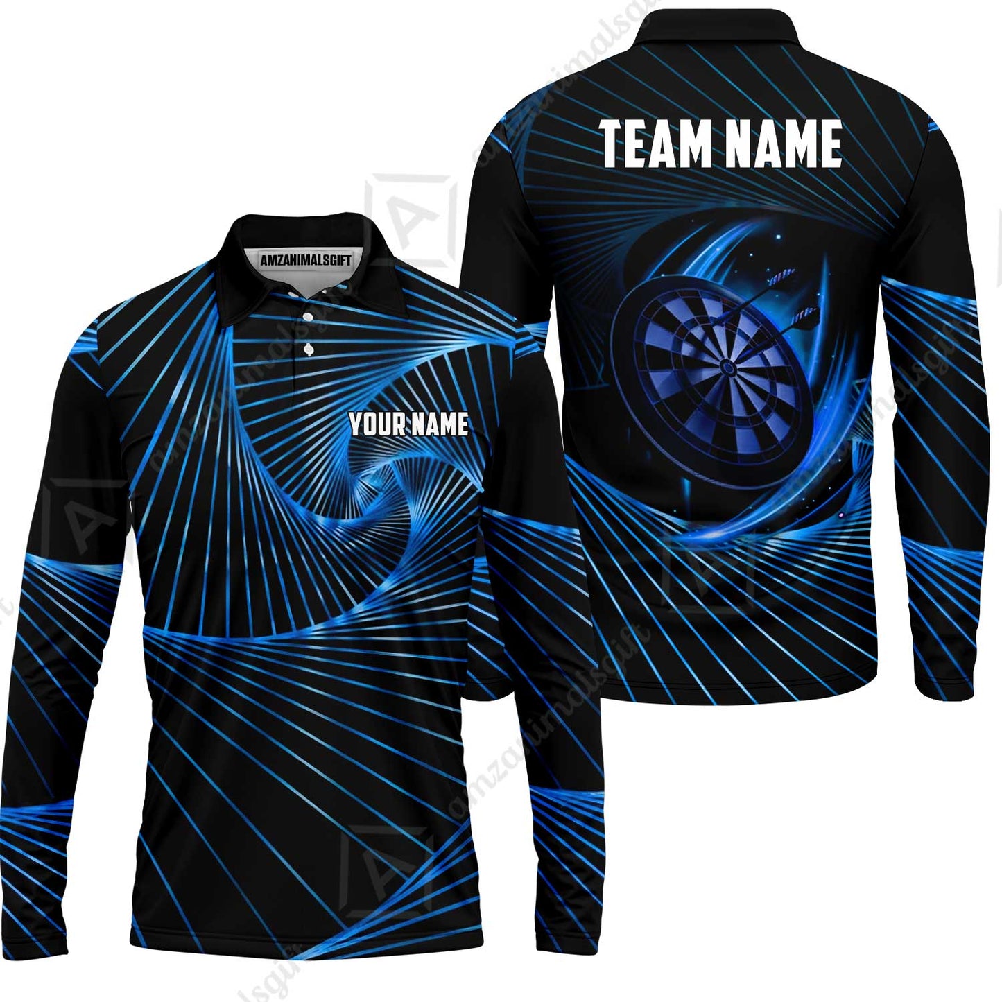 Custom Darts Team Jersey, Personalized Dark Flame Dart Polo Shirt For Players With Name & Team Name