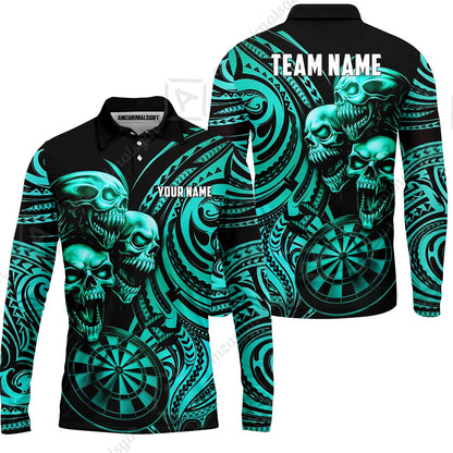 Custom Darts Team Jersey, Personalized Neon Skull Jersey Shirt For Players With Name & Team Name