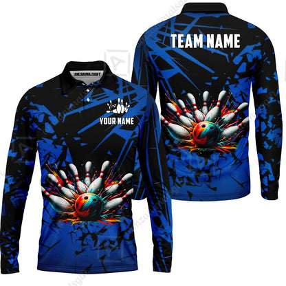 Custom Bowling Jersey Polo Shirt, Strike Explosion Bowling, Custom Bowling Jersey Team Shirt For Players With Name & Team Name