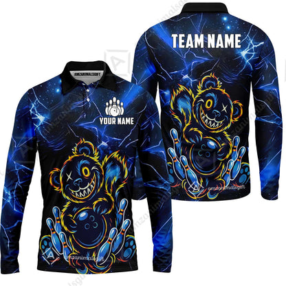 Custom Creepy Teddy Bowling Jersey Polo Shirt, Custom Creepy Teddy Bowling Jersey Team Shirt For Players With Name & Team Name