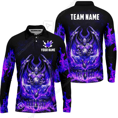 Custom Hellfire Bowling Jersey Polo Shirt, Custom Hellfire Bowling Jersey Team Shirt For Players With Name & Team Name