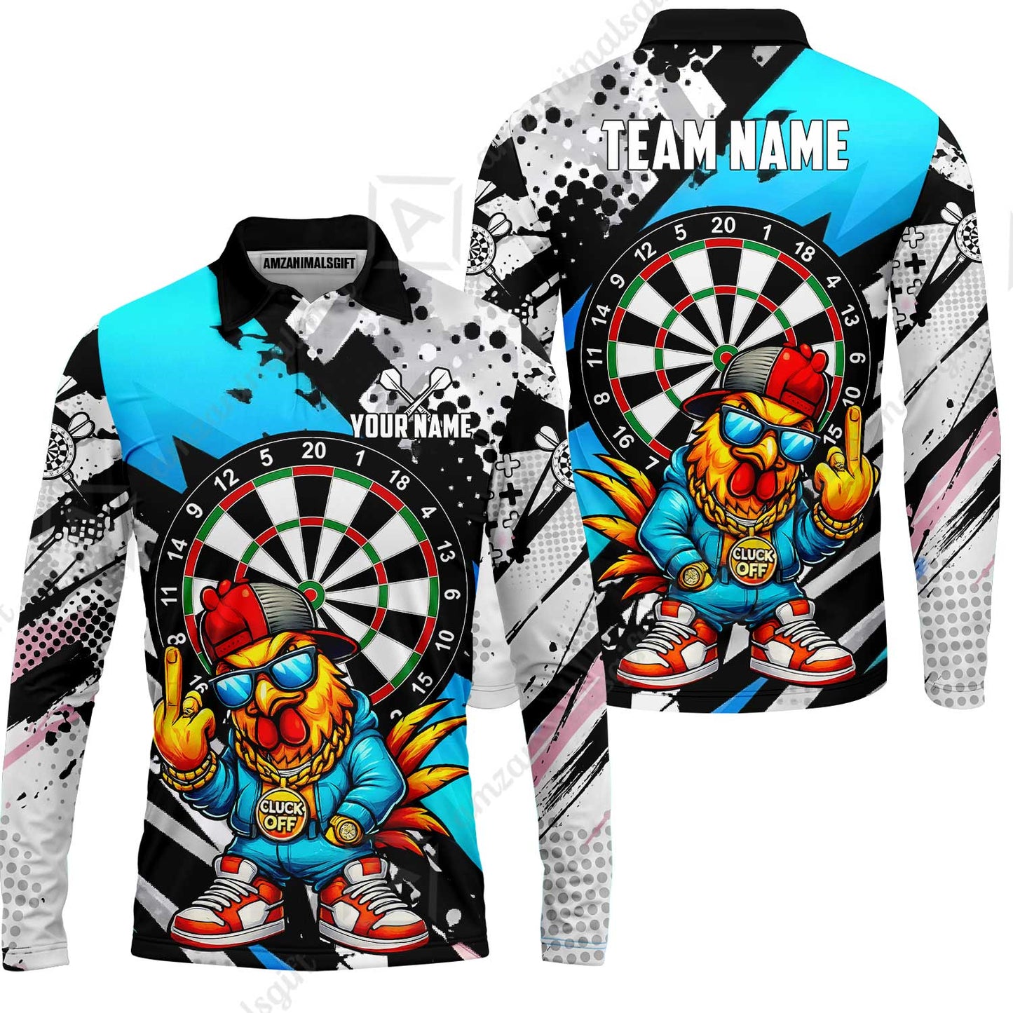 Custom Darts Team Jersey, Personalized Street Rebel Rooster Darts Polo Shirt For Players With Name & Team Name
