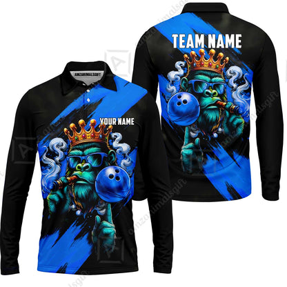 Custom Bowling Jersey Polo Shirt, Gorilla Boss King, Custom Bowling Jersey Team Shirt For Players With Name & Team Name