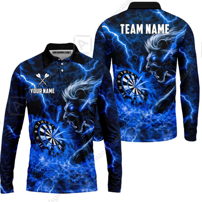 Custom Darts Team Jersey, Personalized Lightning Lion Jersey Shirt For Players With Name & Team Name