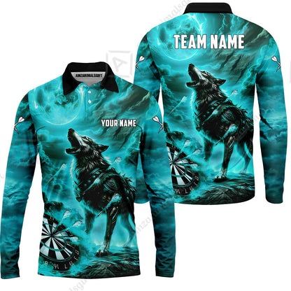 Custom Darts Team Jersey, Personalized Flaming Wolf Jersey Shirt For Players With Name & Team Name