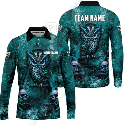 Custom Darts Team Jersey, Personalized Spooky Owl Jersey Shirt For Players With Name & Team Name