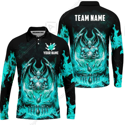 Custom Hellfire Bowling Jersey Polo Shirt, Custom Hellfire Bowling Jersey Team Shirt For Players With Name & Team Name