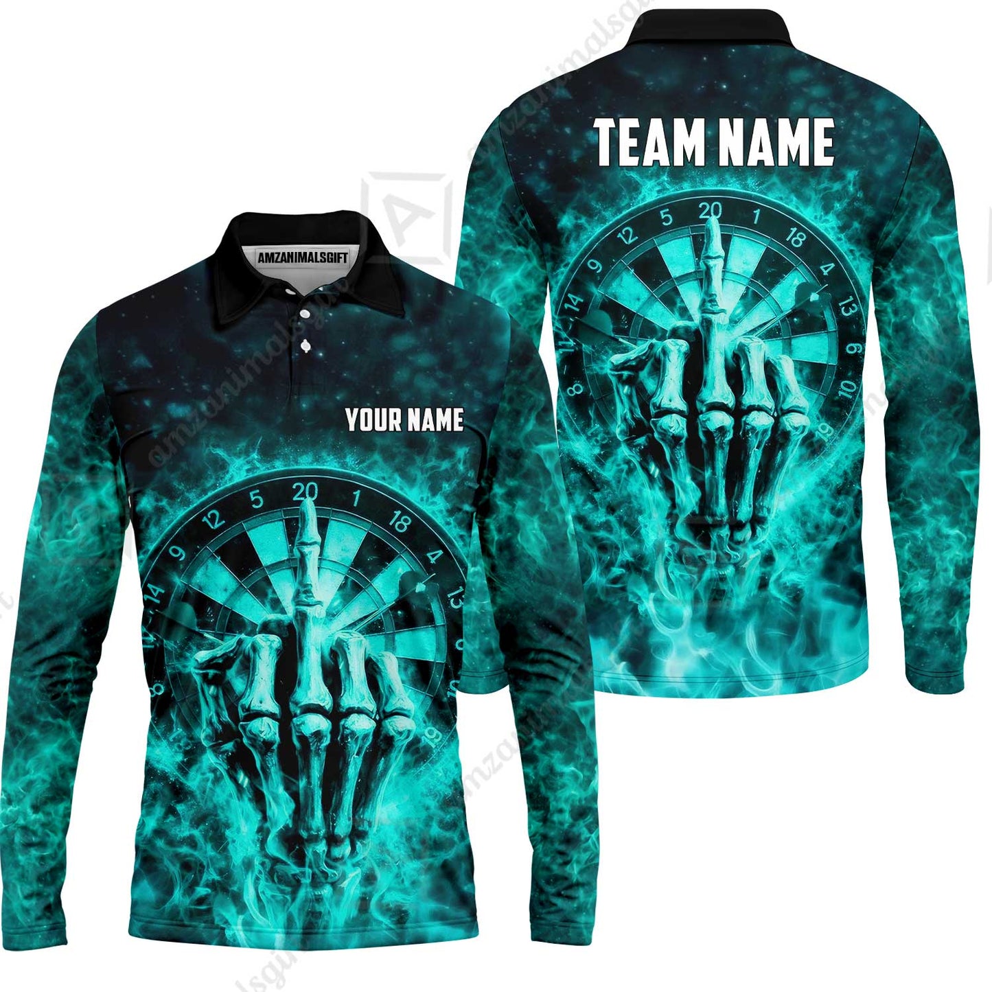 Custom Darts Team Jersey, Personalized Reaper Bullseye Dart Polo Shirt For Players With Name & Team Name