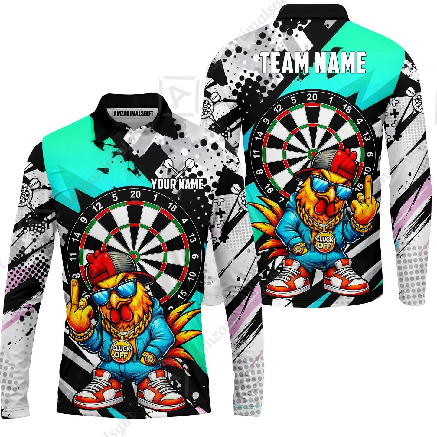 Custom Darts Team Jersey, Personalized Street Rebel Rooster Darts Polo Shirt For Players With Name & Team Name