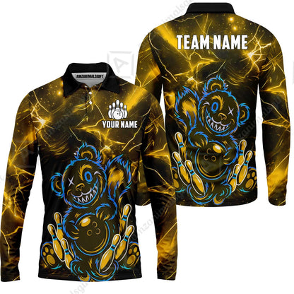 Custom Creepy Teddy Bowling Jersey Polo Shirt, Custom Creepy Teddy Bowling Jersey Team Shirt For Players With Name & Team Name