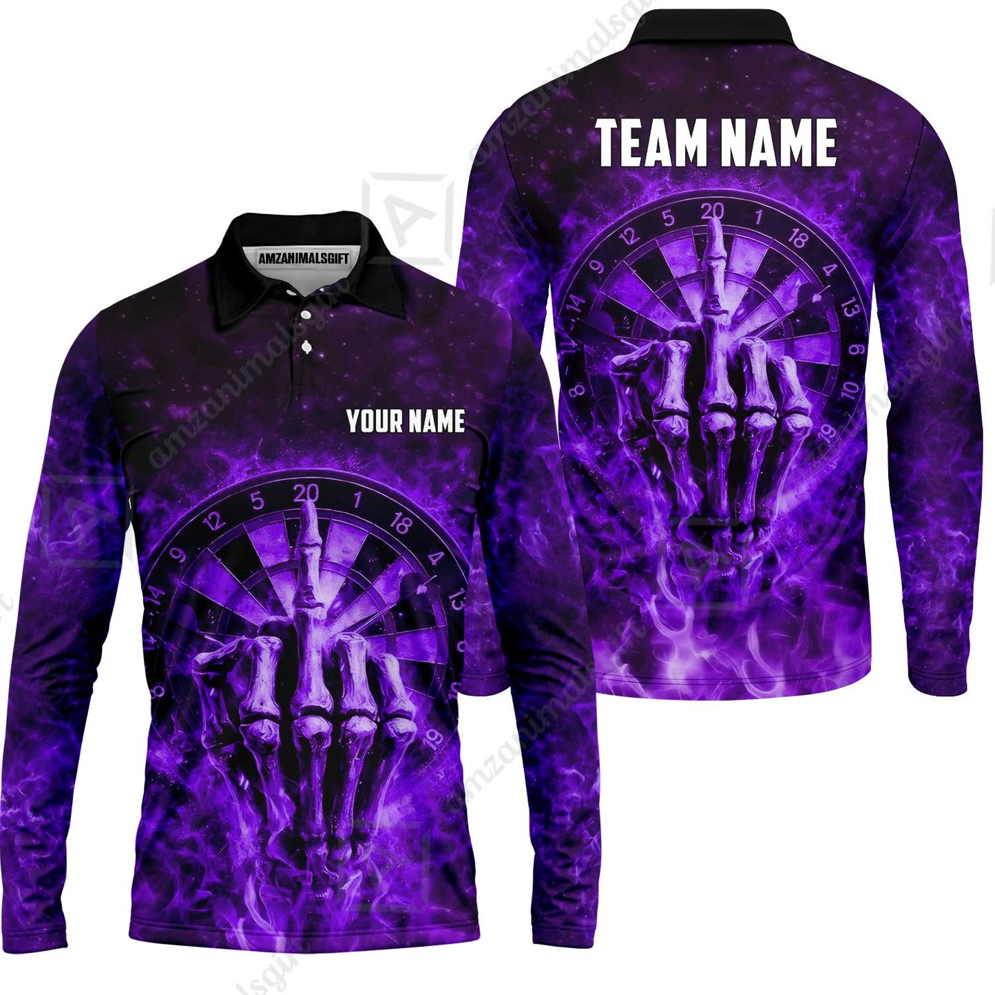 Custom Darts Team Jersey, Personalized Reaper Bullseye Dart Polo Shirt For Players With Name & Team Name