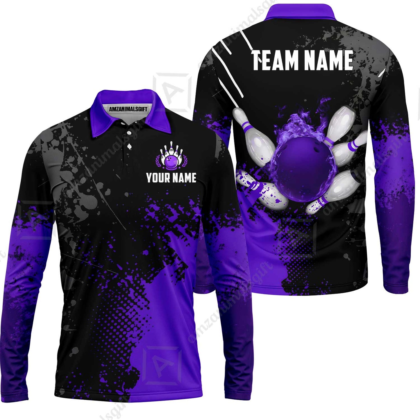 Custom Bowling Jersey Polo Shirt, Fire Ball Bowling, Custom Bowling Jersey Team Shirt For Players With Name & Team Name