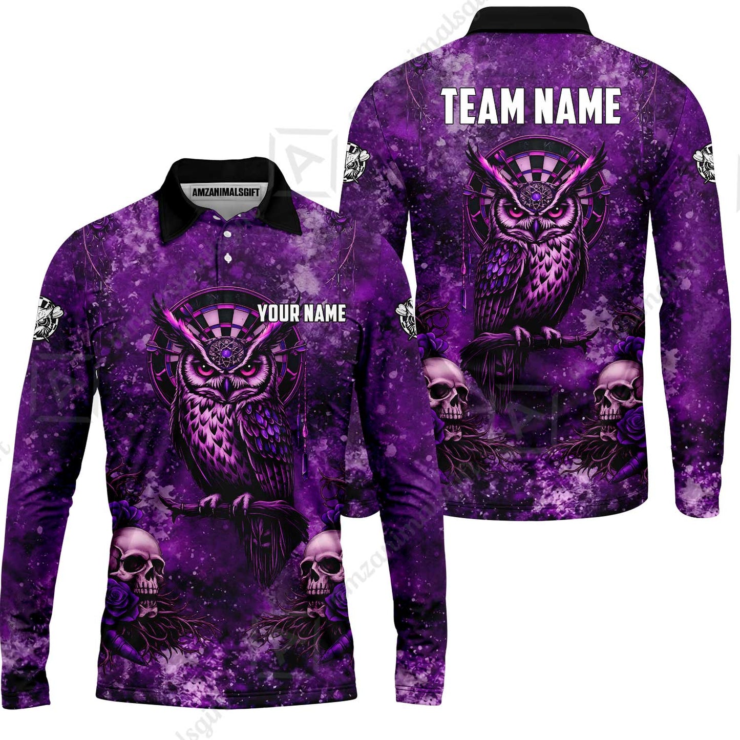 Custom Darts Team Jersey, Personalized Spooky Owl Jersey Shirt For Players With Name & Team Name
